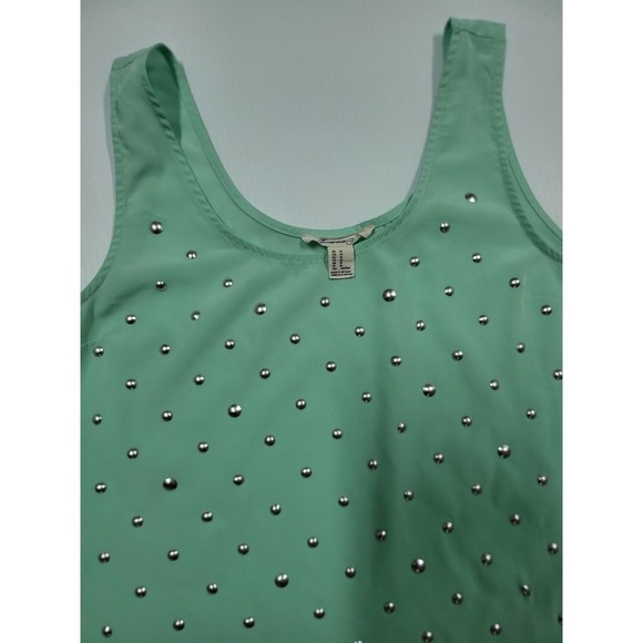 Forever 21 Studded Tank Top Sleeveless Casual Cute Green Size M - Picture 3 of 8